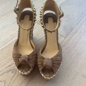 Brown Knotted Wedge Sandals